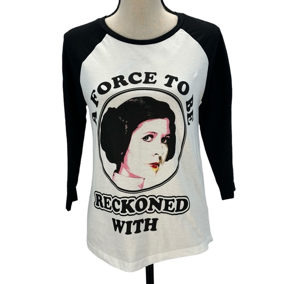Star Wars Long Sleeve Leia A Force To Be Reckoned With Baseball Style T-Shirt - Picture 1 of 9